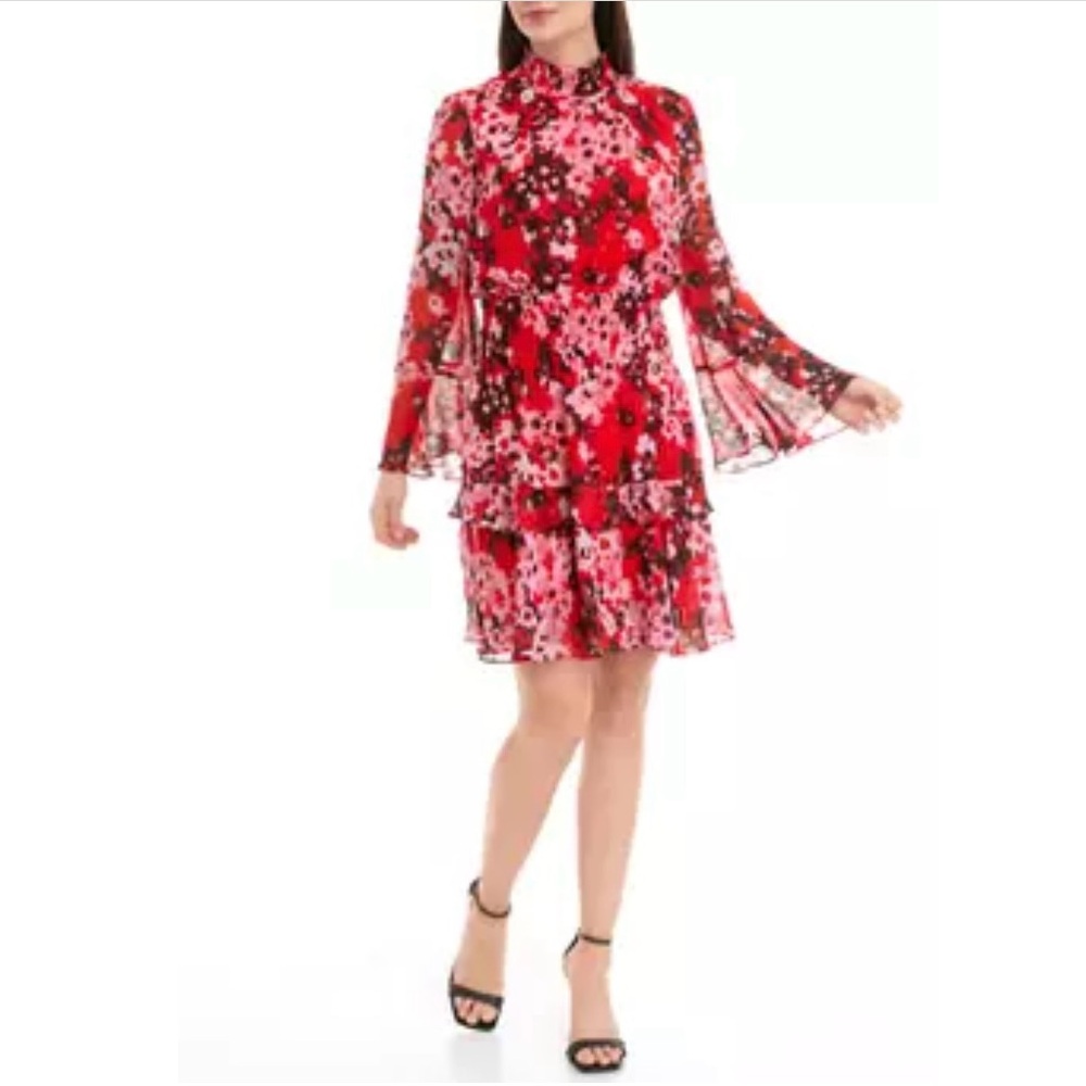 RED FLORAL DRESS FROM TAYLOR
